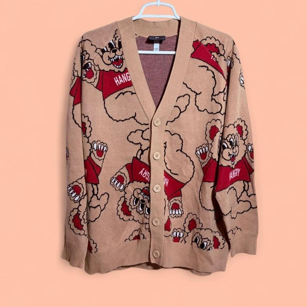 Lazy Oaf Hangry Bear Cardigan Unisex Xsmall